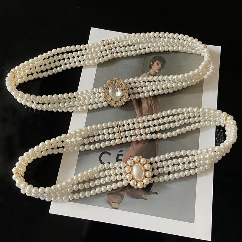 Women's Pearl Fashion Decorative Waist Chain Simple Belts