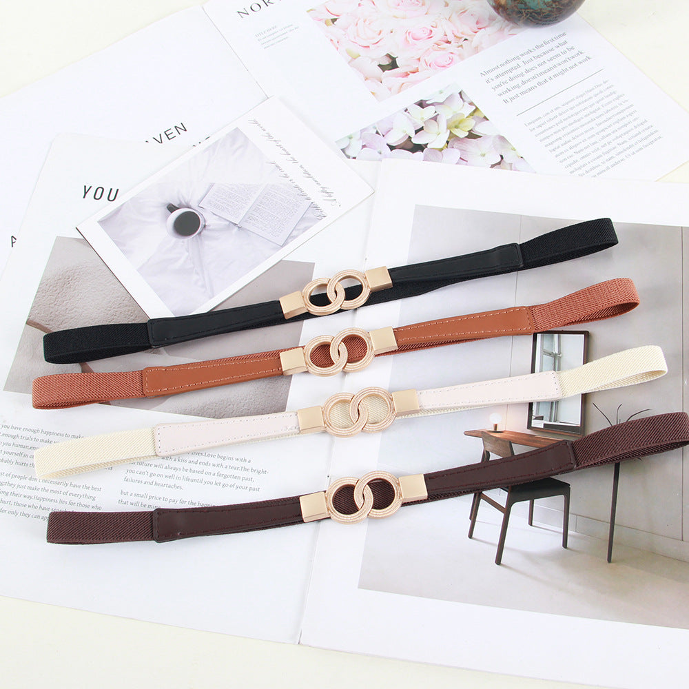 Women's Popular Simple Thin Pair Of Buckles Decorative Belts