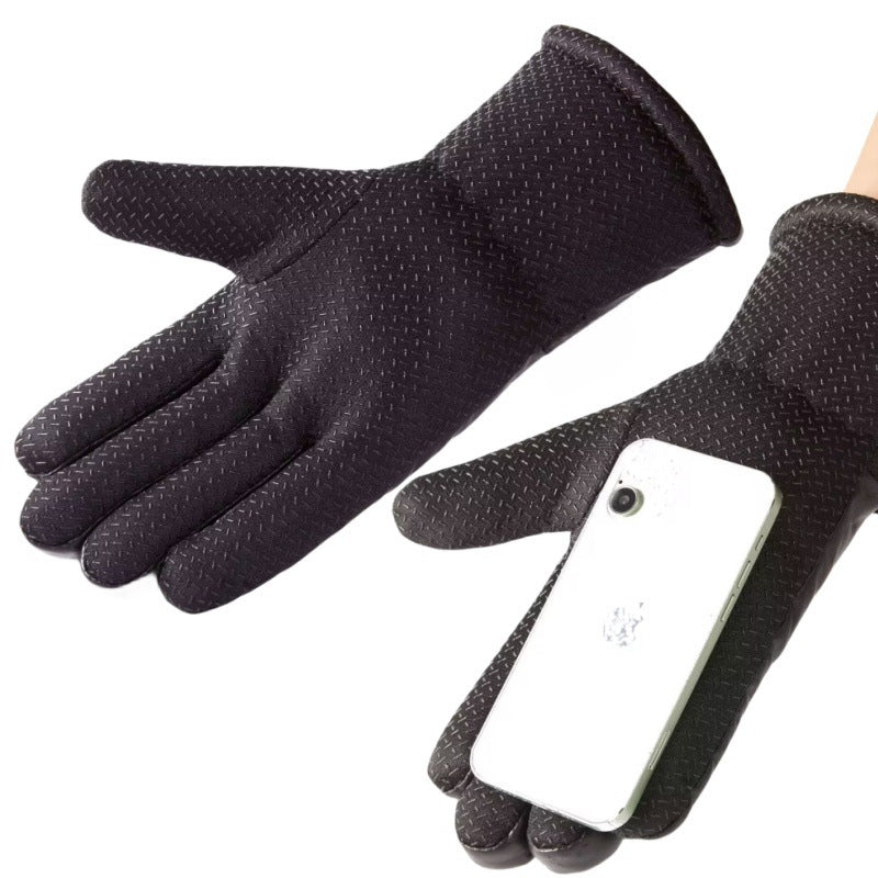 Men's Warm Cotton Genuine Leather Thickened Fleece-lined Gloves