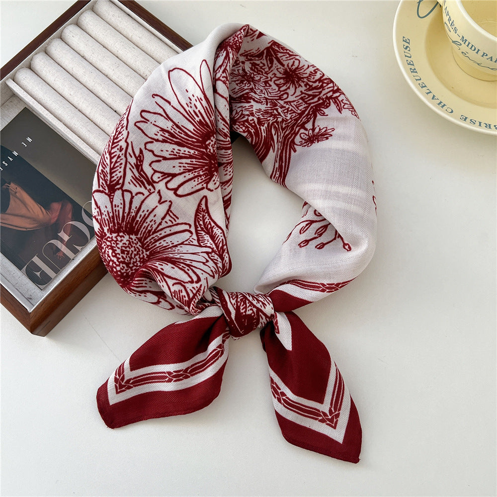 Women's Paisley Fashionable Elegant Cotton Linen Small Scarfs