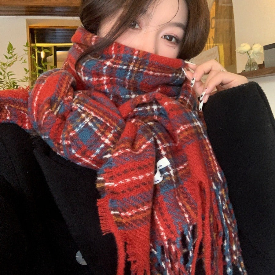 Women's Winter High-grade Plaid Korean Style Couple Scarfs