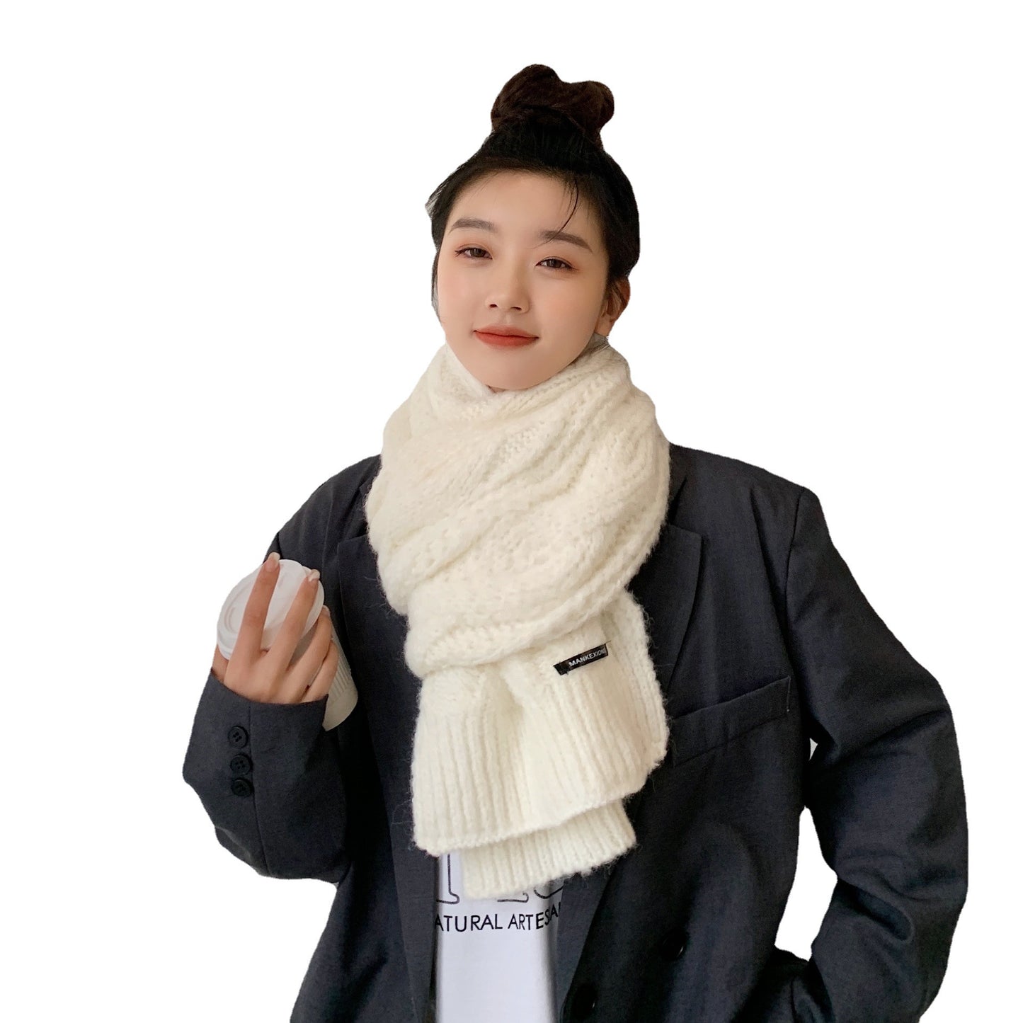 Women's Winter Korean Style Trendy Teenage Romance Pure Scarfs