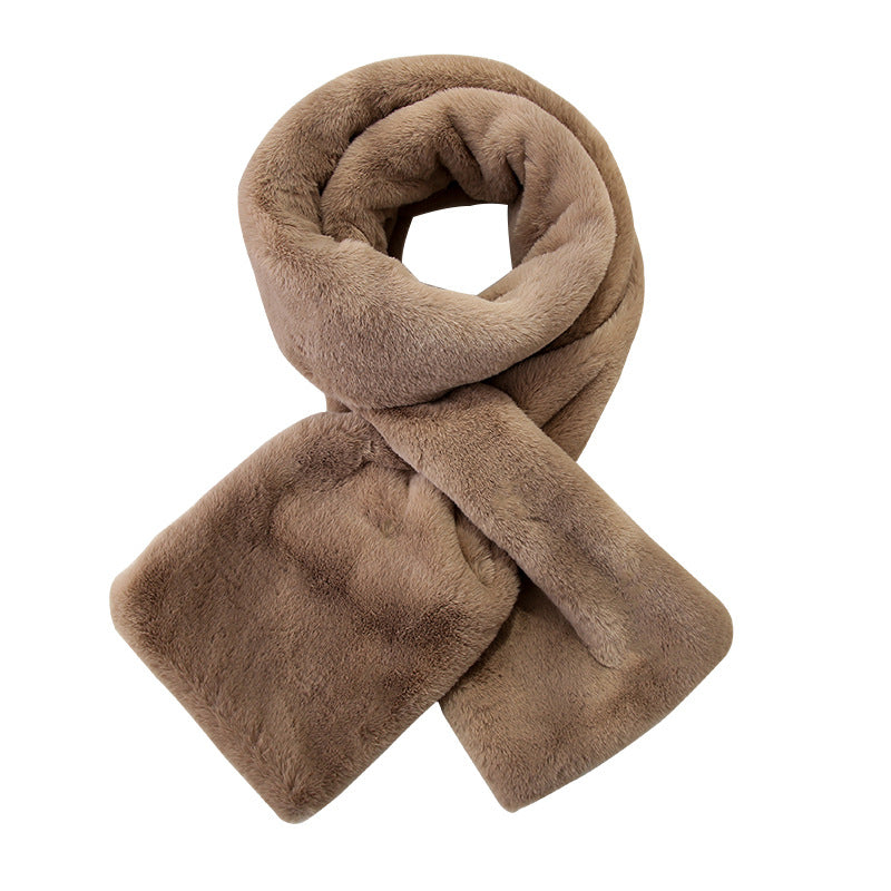 Women's Winter Plush Cross Thick Pure Color Scarfs