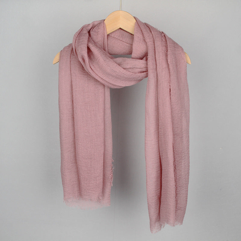 Women's Solid Color Cotton Linen Hair Towel Monochrome Scarfs