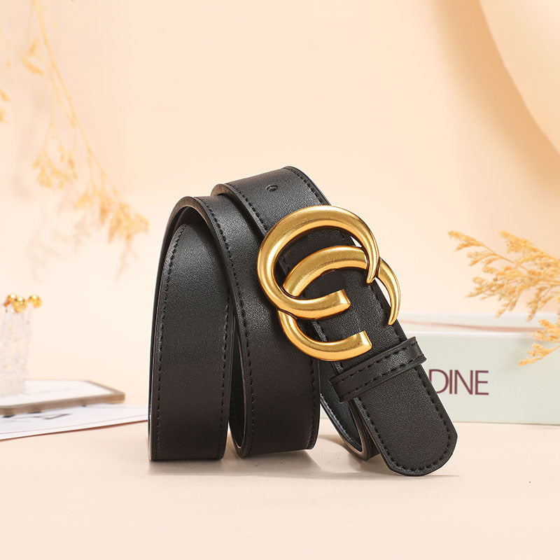 Women's Double-sided Cowhide Fashion Simple Smooth Buckle Belts