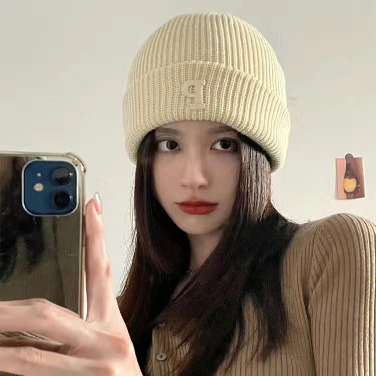 Women's Wool Knitted Hat Korean Style Trendy Fashionable Warm Hats & Caps