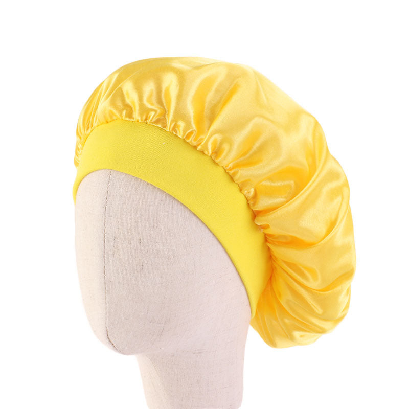 Children's Silk Nightcap Solid Color Elastic Shower Kids' Headwear