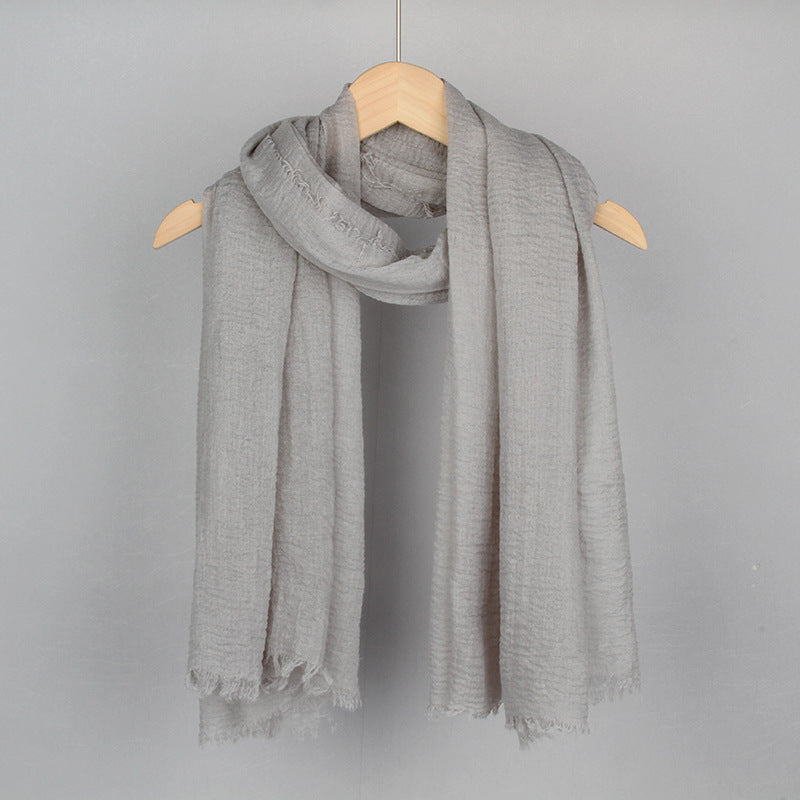 Women's Solid Color Cotton Linen Hair Towel Monochrome Scarfs