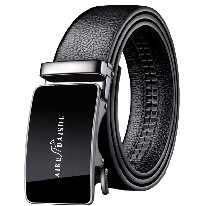 Men's Leather Automatic Buckle Business Cowhide Medium Belts