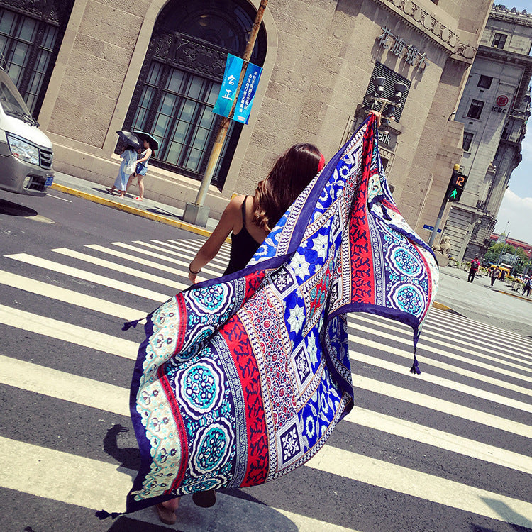 Ethnic Print Travel Outdoor Shawl Air-conditioned Scarfs