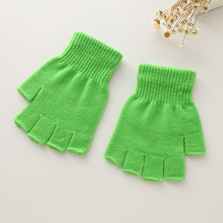 Unisex Warm Knitted Plush Half Finger Gloves