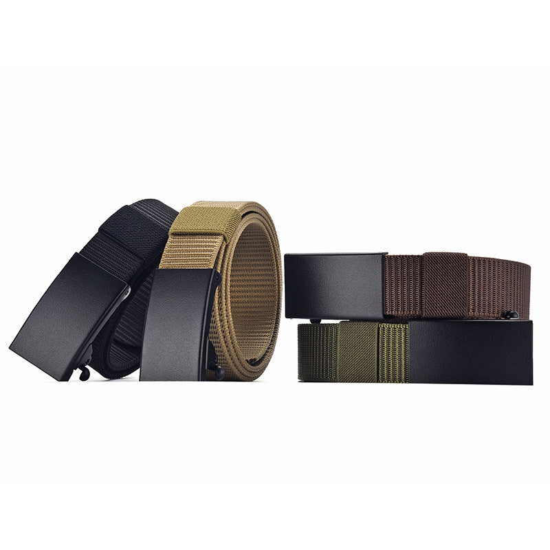 Men's Nylon Woven Canvas Automatic Toothless Outdoor Belts