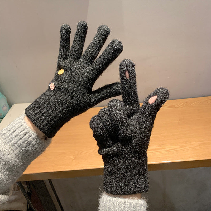 Women's Color Knitted For Winter Riding Cute Gloves