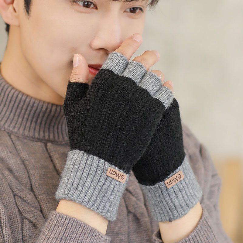 Men's Warm With Veet Thickened Knitting Wool Gloves