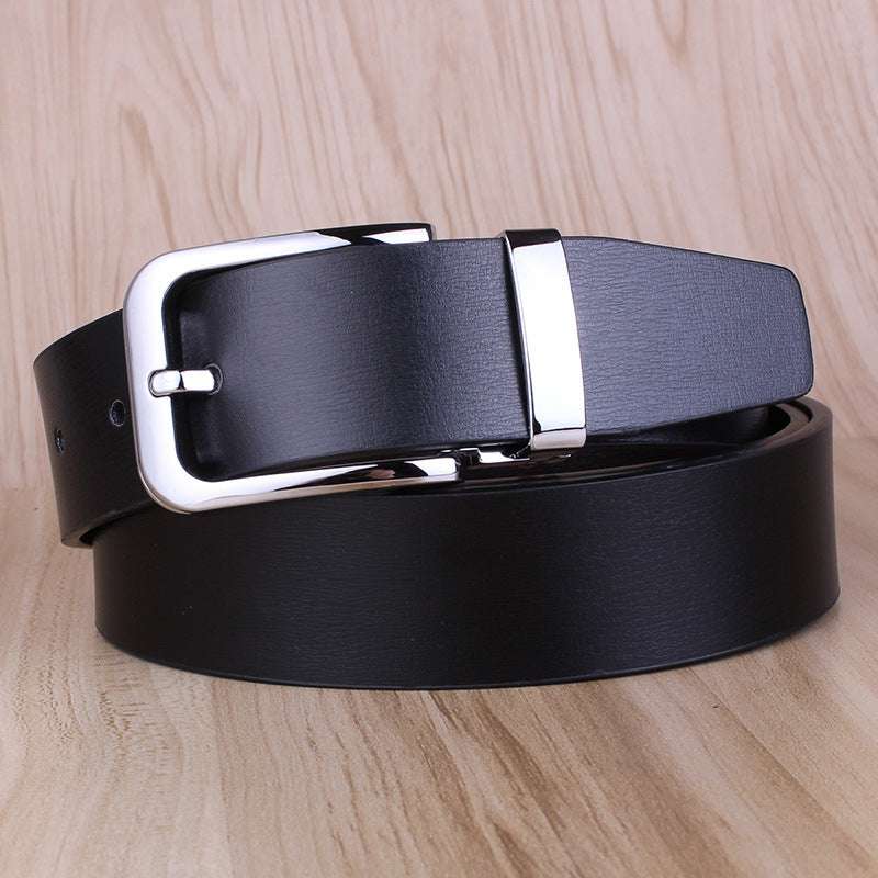 Men's Rotating Buckle Cowhide Pin Casual Double-sided Belts