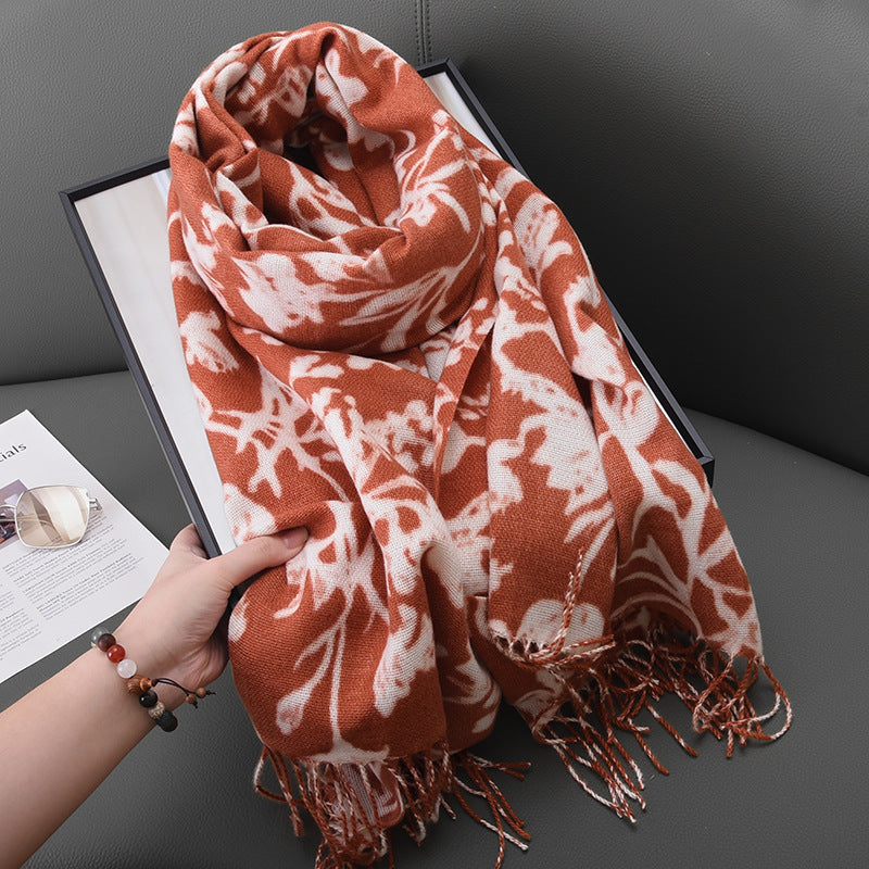 Women's Tassel Floral Korean Style Fashionable Elegant Scarfs