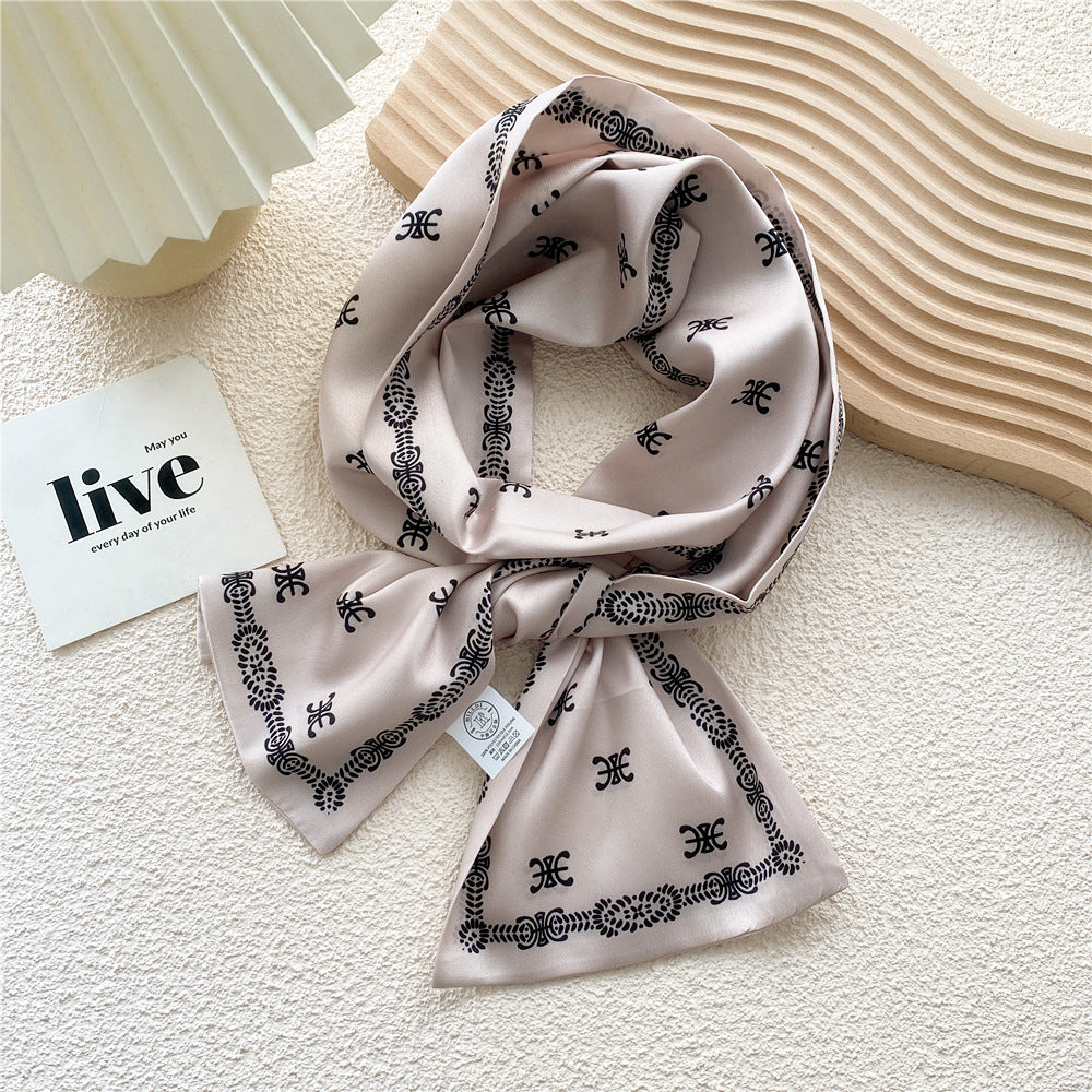 Women's Long Versatile Thin Decorative Ribbon Double-sided Scarfs