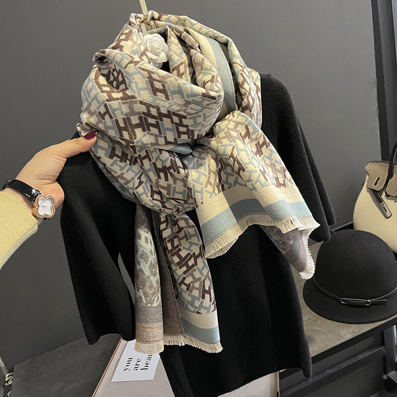 Women's High-grade Sunflower Pattern Artificial Cashmere Warm Scarfs