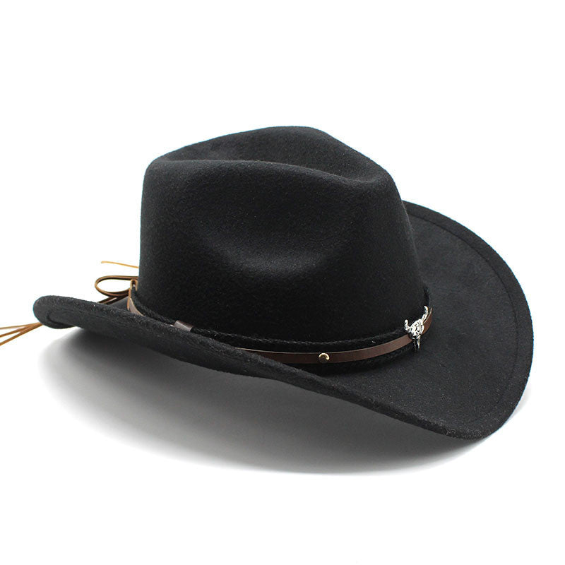 Women's Label Western Denim Top Hat Woolen Fedora Felt Hats & Caps