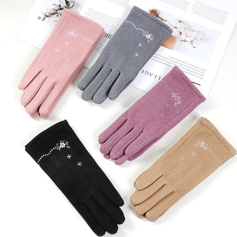 Women's Cycling Driving Touch Screen Fleece-lined Windproof Gloves