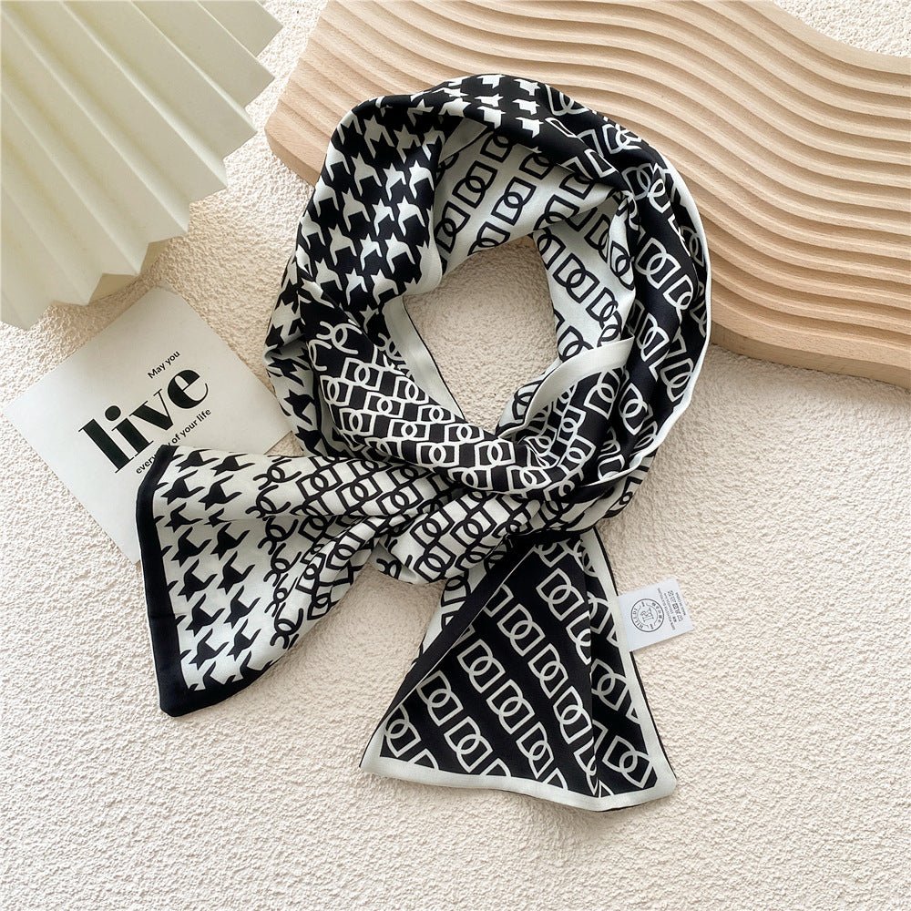 Women's Long Versatile Thin Decorative Ribbon Double-sided Scarfs