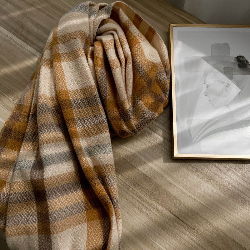 Women's Thickened Sweet Warm Artificial Cashmere Plaid Scarfs