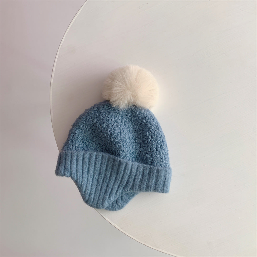 Children's Warm Earflaps Cute Fur Ball Knitted Kids' Headwear