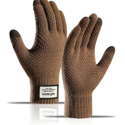 Men's Knitted Plus Size Fleece-lined Thicker Jacquard Gloves