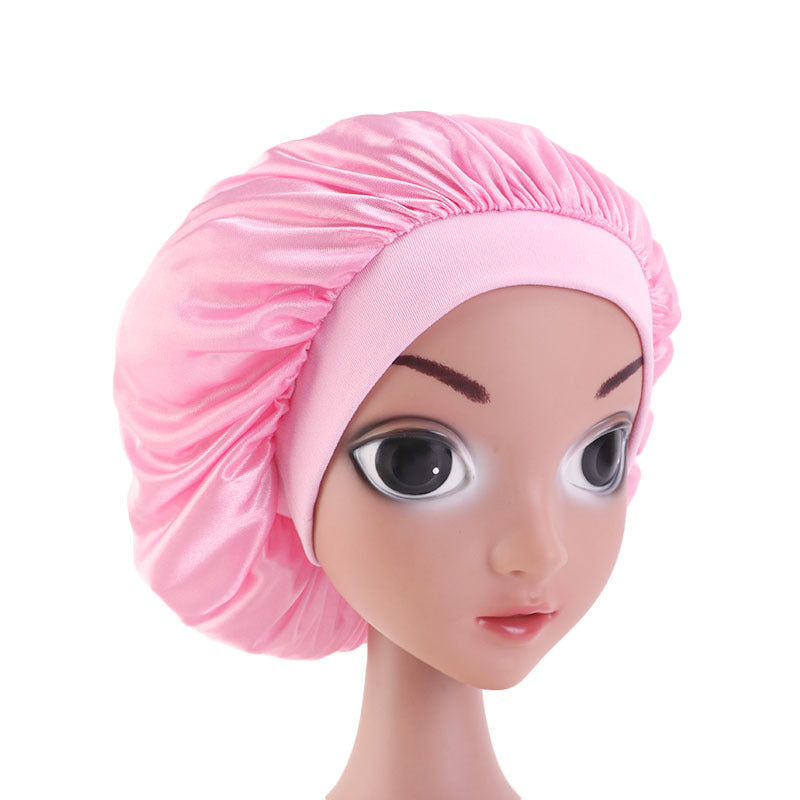 Children's Silk Nightcap Solid Color Elastic Shower Kids' Headwear