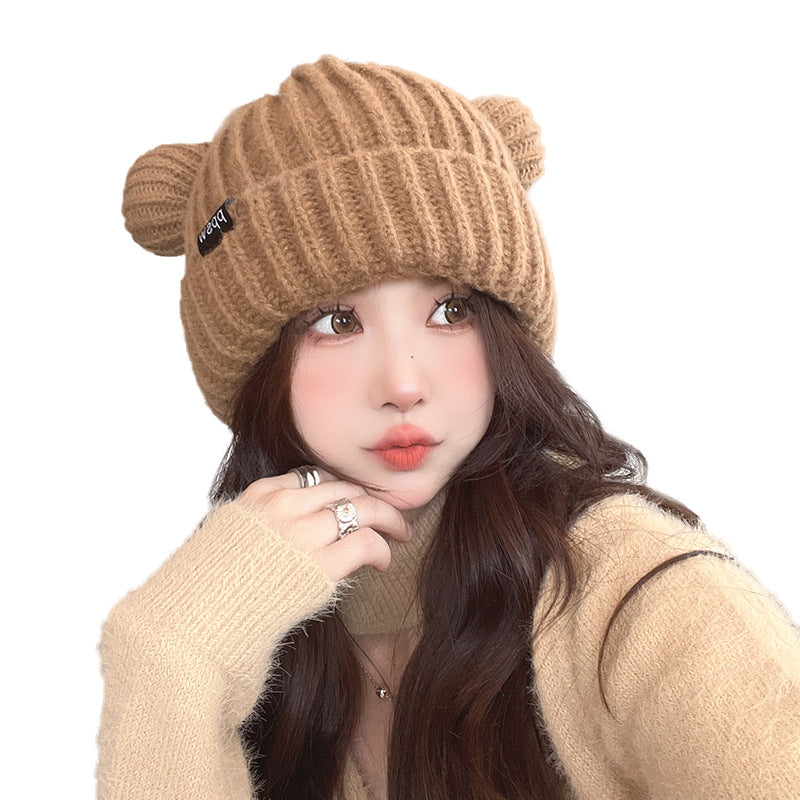 Women's Thickened Earflaps Knitted Hat Winter Cute Hats & Caps