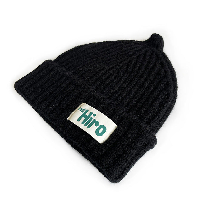 Children's Warm Knitted Fashion Letter Cloth Label Kids' Headwear