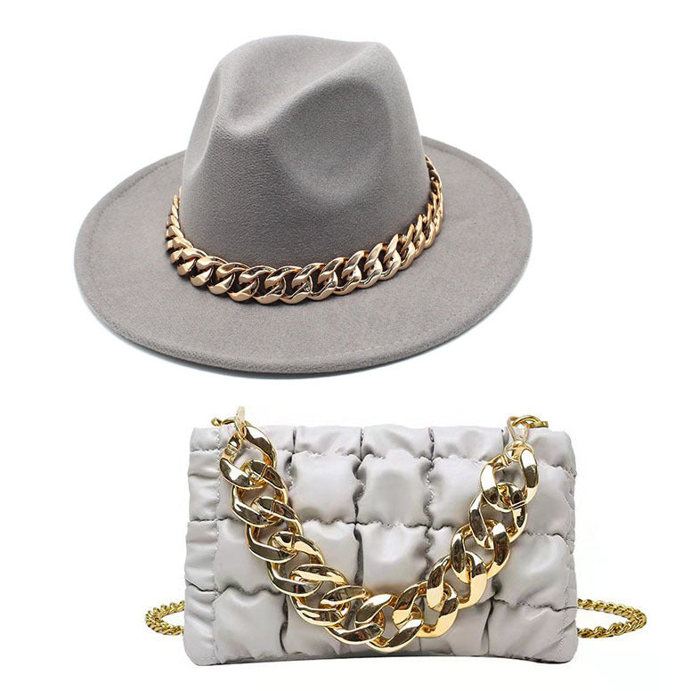 Men's Top Hat Golden Acrylic Chain Fedora Hats & Caps