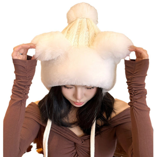 Women's Cute Fox Ears Plush Versatile Korean Earmuffs Hats & Caps