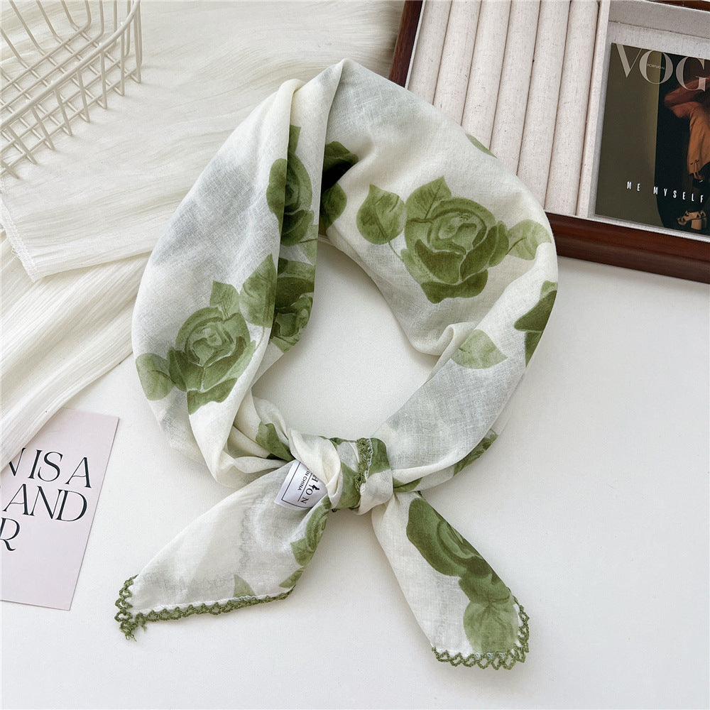 Women's Korean Style Small Square Towel Silk For Soft Scarfs