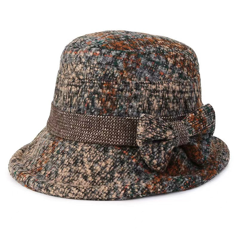 Women's Mom Woolen Thick Bucket Grandma Cloth Hats & Caps