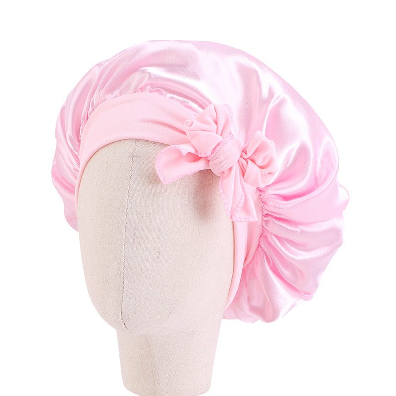 Children's Silk Ribbon Tam-o'-shanter Satin Nightcap Knotted Kids' Headwear