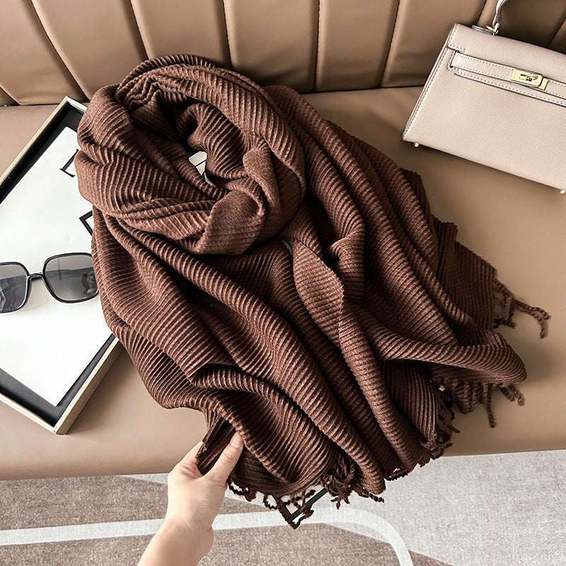 Women's Winter High-grade Korean Crumpled Solid Color Scarfs