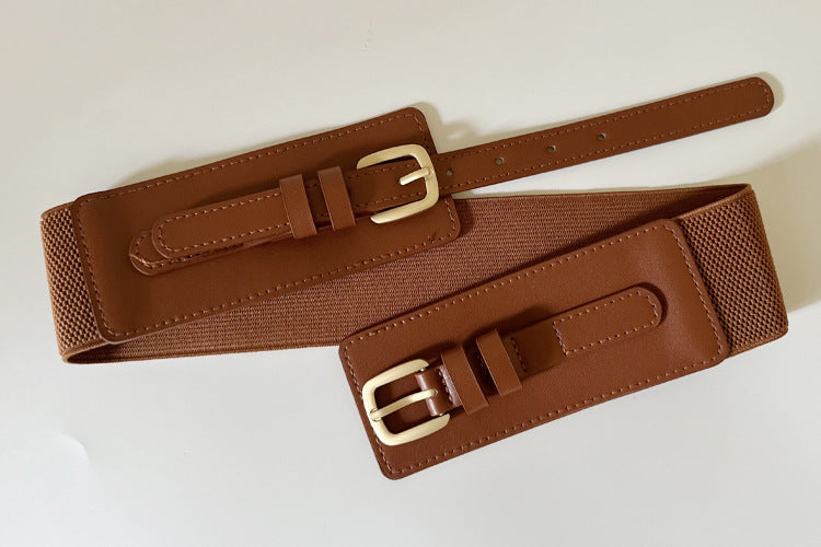 Women's Fashionable Korean Elastic Wide Double Needle Waist Seal Belts