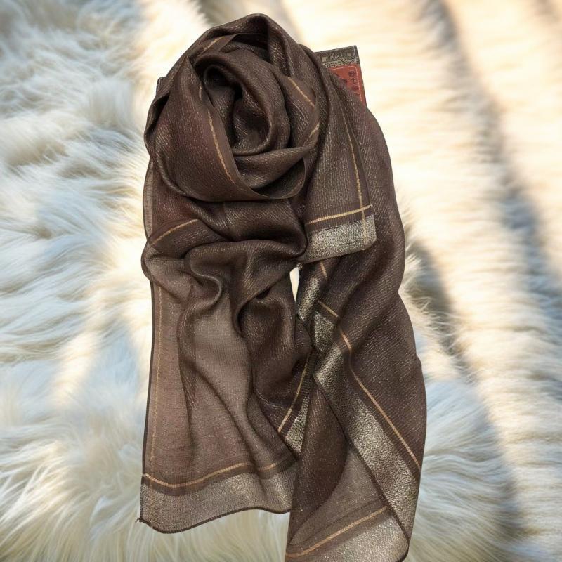 Women's Korean Style Pure Color Silk Long Gold Sequined Scarfs