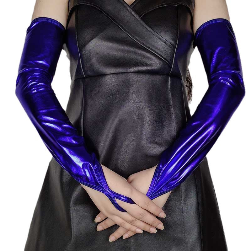 Hook Finger Coated Patent Leather Female Open Pole Gloves