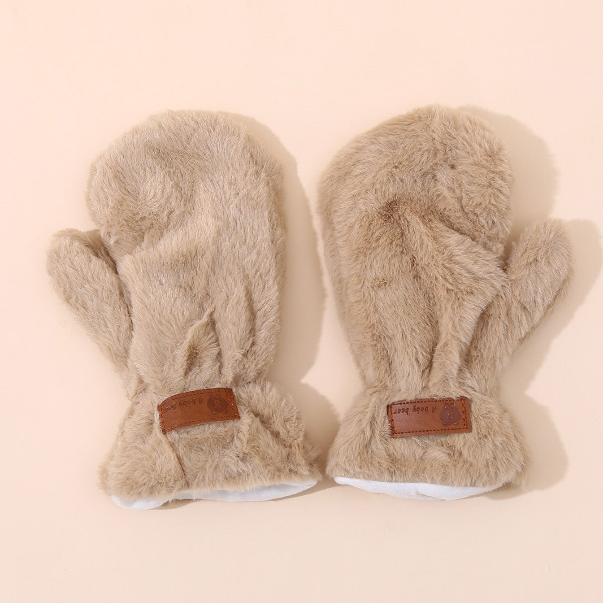 Women's Plush Thickened Warm Mittens Cute Simple Gloves