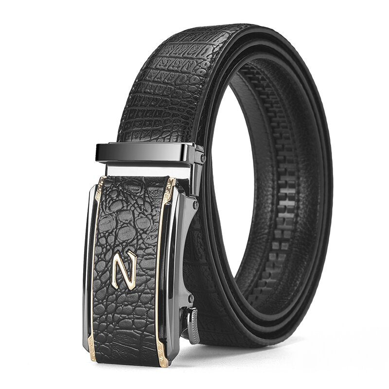 Men's Pattern For Alloy Leather Automatic Buckle Cowhide Belts