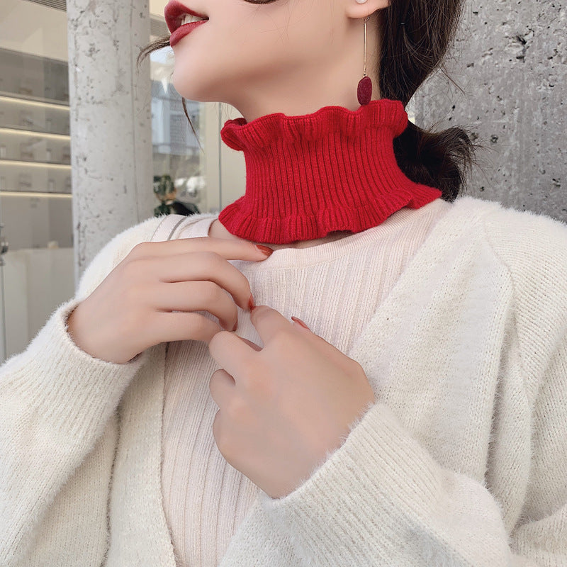 Women's Thin Knitted Closed Toe Pullover Wooden Ear Neck Scarfs