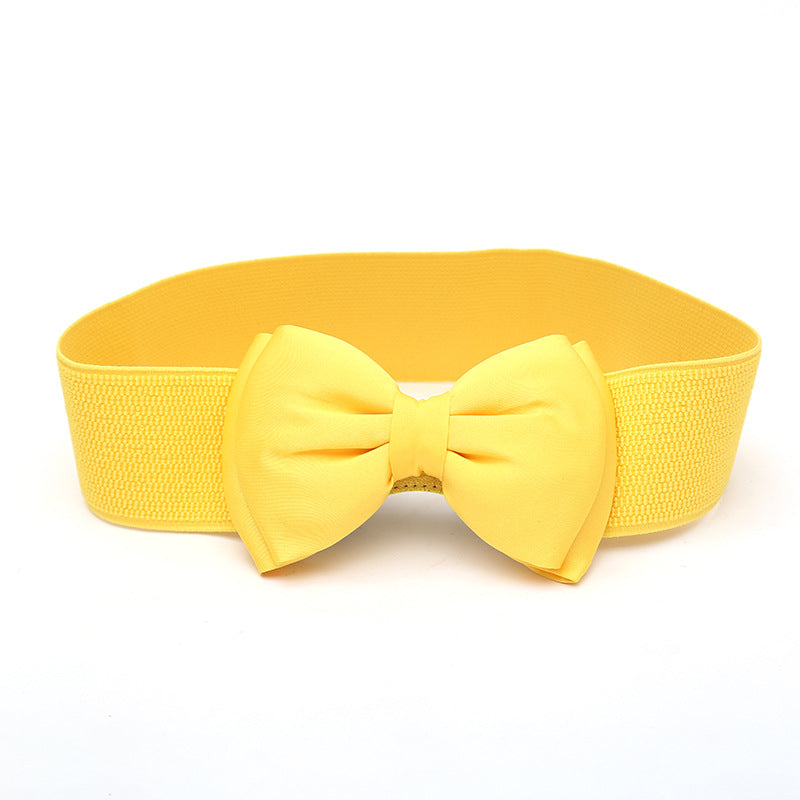 Women's Wide Seal Black Three-dimensional Bow Clothing Belts