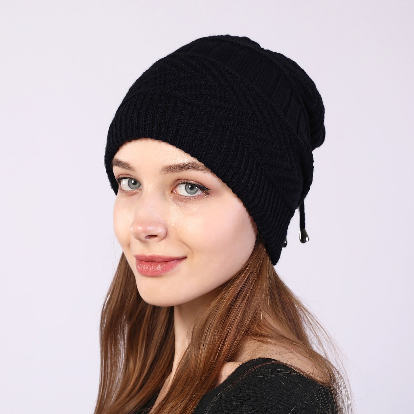 Women's 2 For Sleeve Fleece-lined Knitted Earflaps Pile Hats & Caps