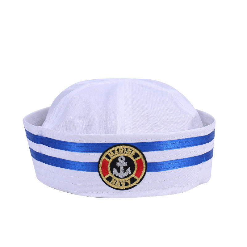 Children's Uniform White Stage Performance Hat Embroidery Kids' Headwear