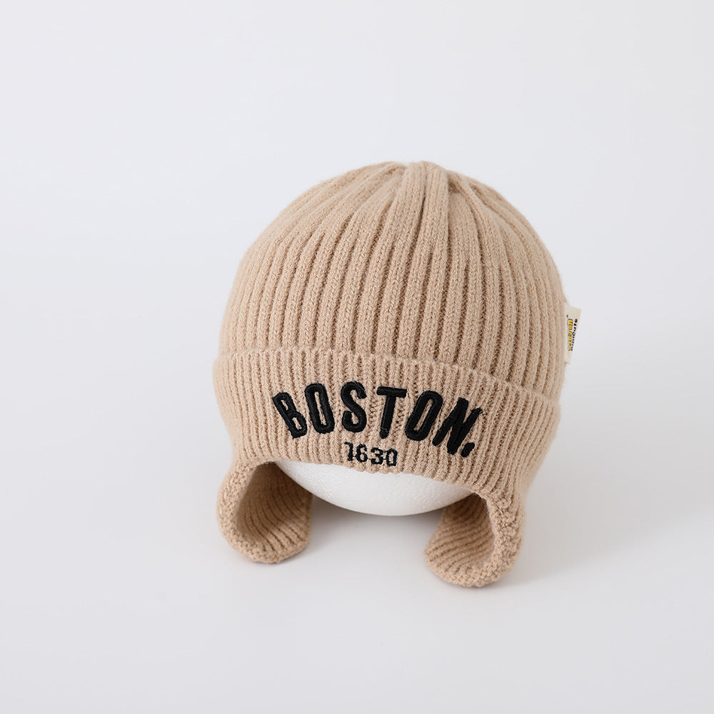 Letter Woolen Knitted Hat Gary Cloth Kids' Headwear