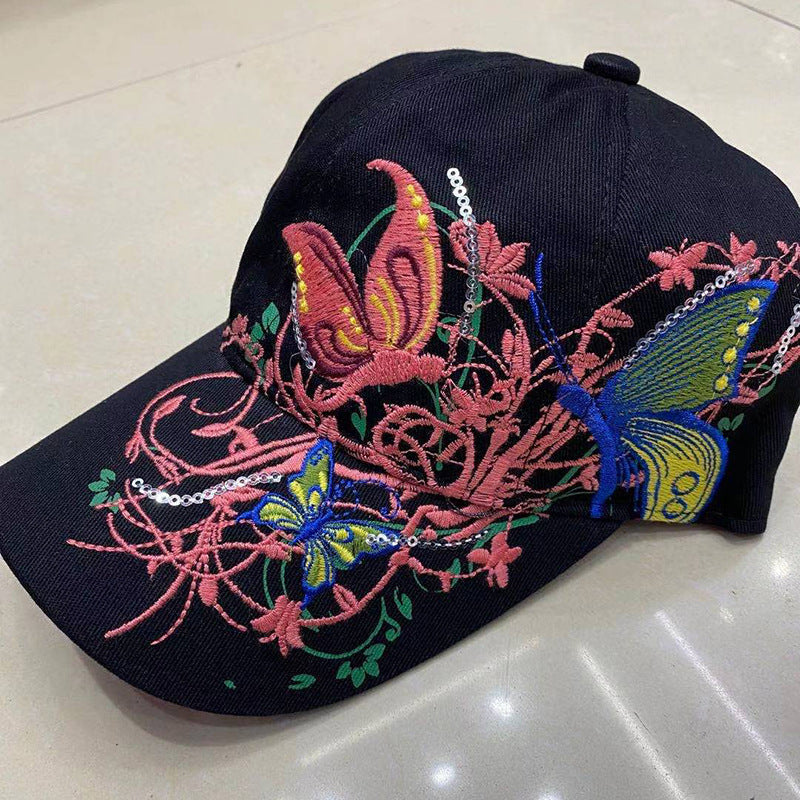 Women's Summer Ethnic Style Embroidered Travel Cover Face Hats & Caps