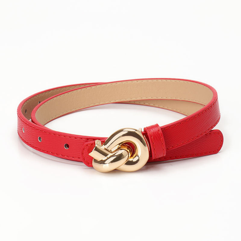 Women's High Sense Female Alloy Snap Button Knotted Belts