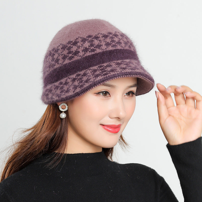 Women's Fleece-lined Small Bucket Mother-in-law Aunt Knitted Hats & Caps